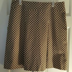 Talbots Basket Weave Brown Print Skirt size 14 EUC